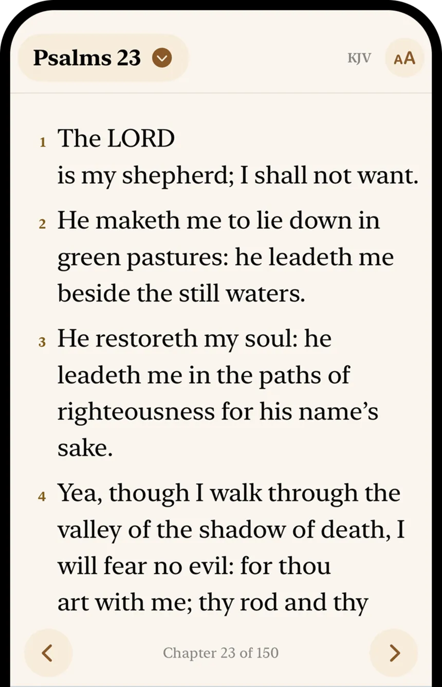 The Bible reader open at Psalm 23 in the King James Version.